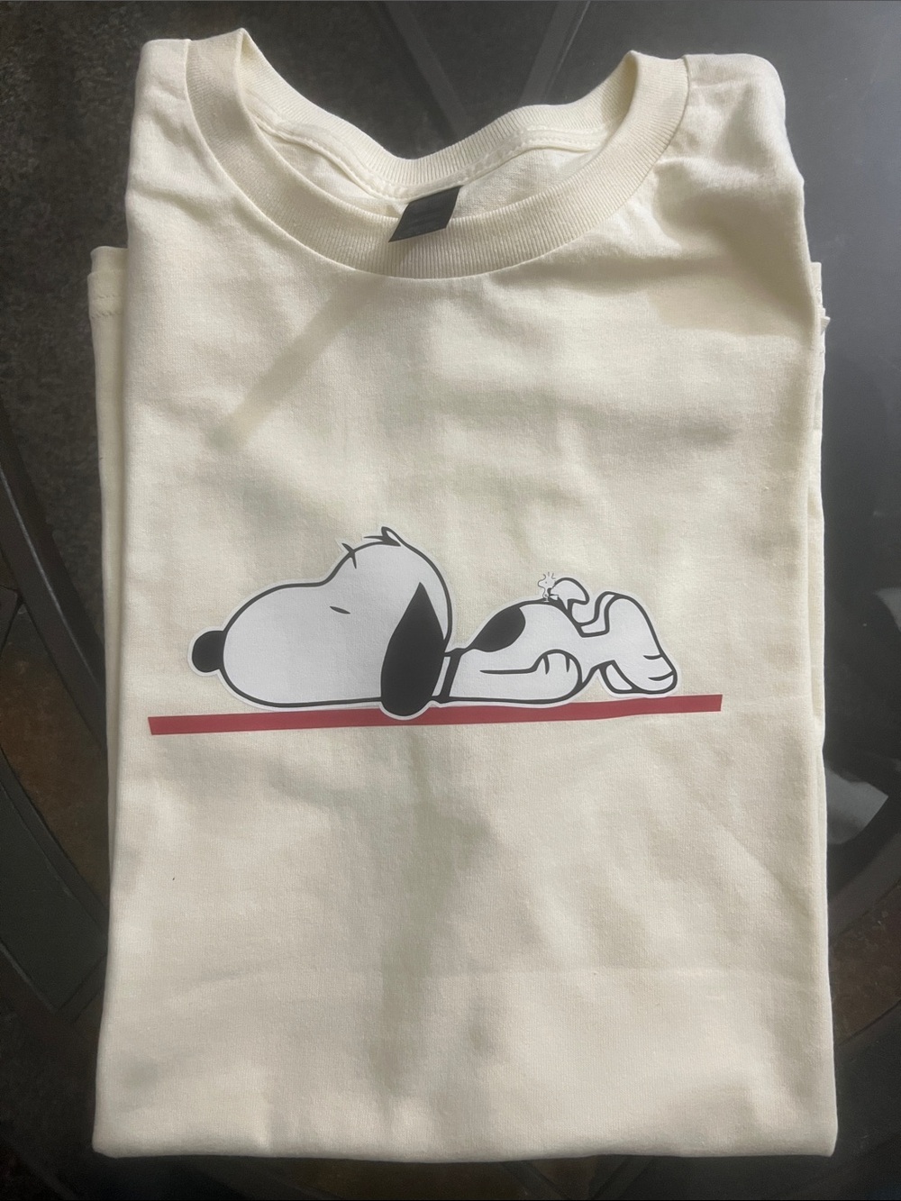 Off-white Snoopy Graphic Tee with Red Accent